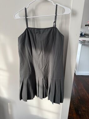Marshalls Charcoal Pinstripe Pleated Hem Spaghetti Strap Dress